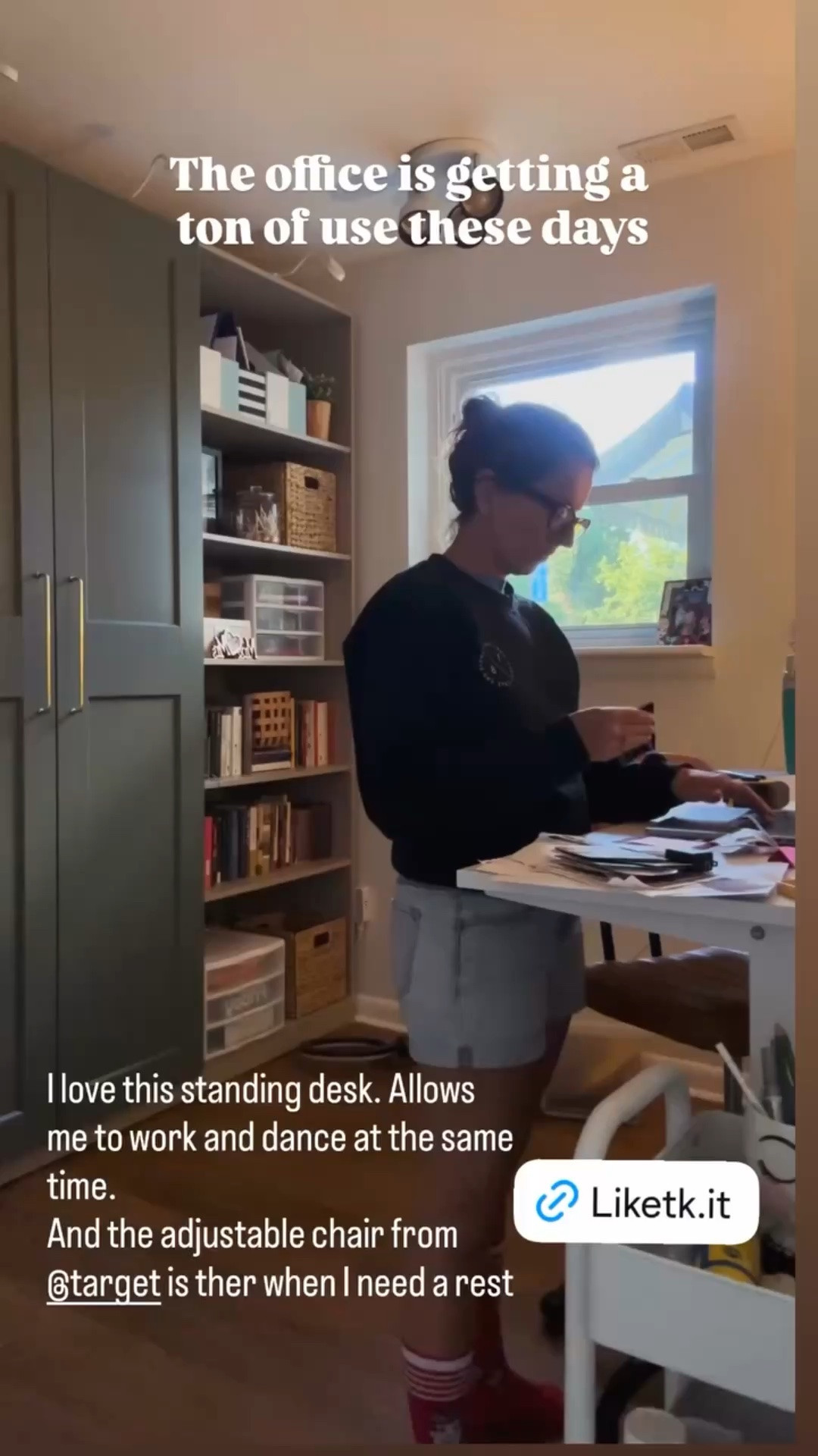 I love this standing desk. Allows me to work and dance at the same time.
And the adjustable chair from @target is ther when I need a rest  The office is getting a ton of use these days