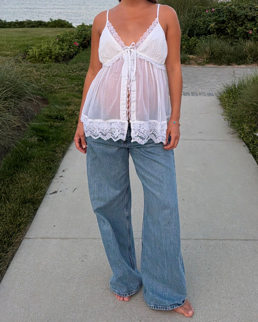 [7/1/26] top (small) and jeans (29 short)! So cute for pregnancy announcement or maternity photos + comes in other colors / patterns @abercrombie #abercrombiestyle #abercrombiepartner

full outfit is on sale for 20-40% off | *Offer valid online only 6/25/2026-7/1/2026 in US/CA. Exclusions apply as indicated. Online price reflects discount.

#LTKBump #LTKPetite #LTKSaleAlert