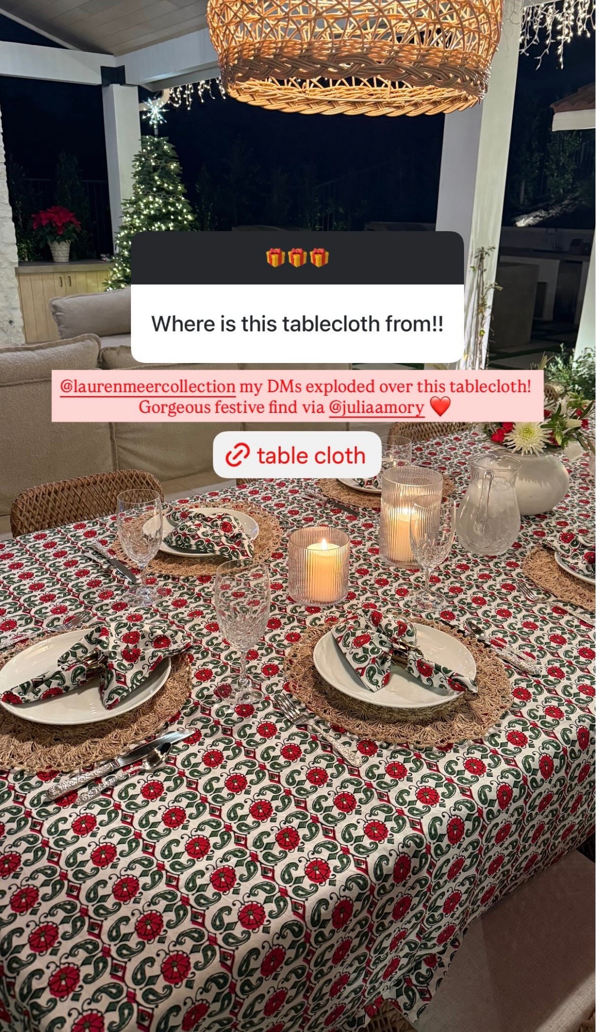 my DMs exploded over this tablecloth! Gorgeous festive find via @juliaamory ❤️

#LTKHome #LTKSeasonal #LTKHoliday