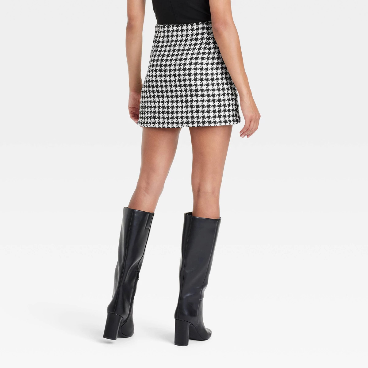 Women's Mini A-Line Skirt - A New Day™ Black/Cream Houndstooth | Target