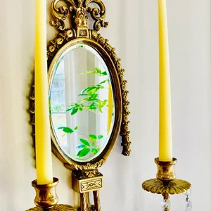 Neoclassical French Style Glo-mar Artworks Brass Wall Mirror Sconces With Original Crystals - Ets... | Etsy (US)