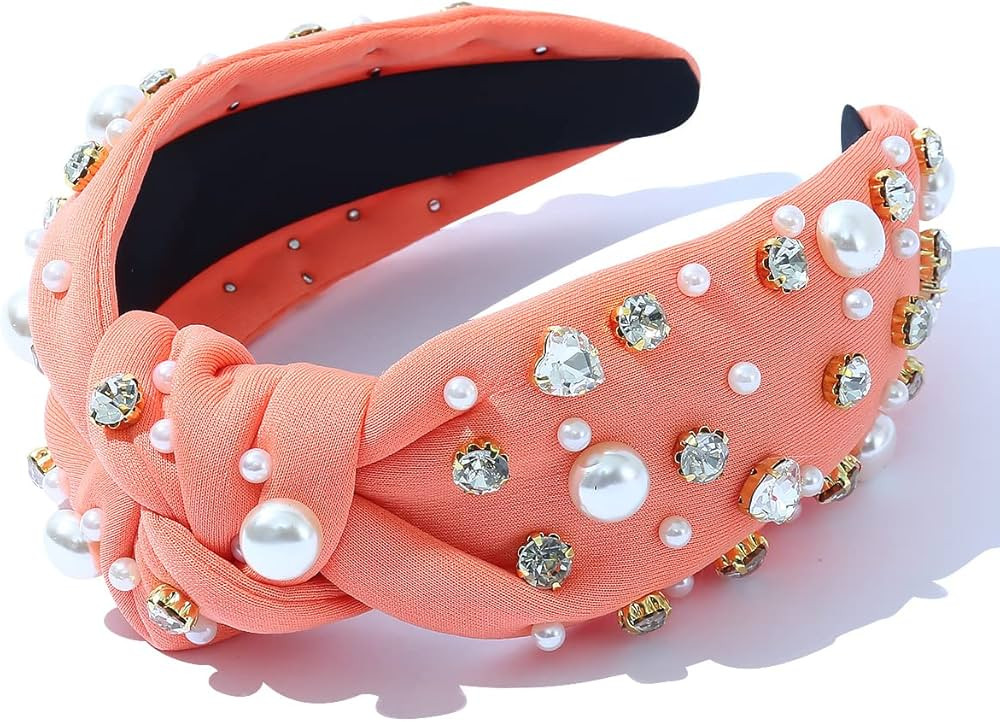 FEDANS Women Knotted Jeweled Headband Heart Shaped Crystal Embellished Mixed Top Hairband ladies Twi | Amazon (US)