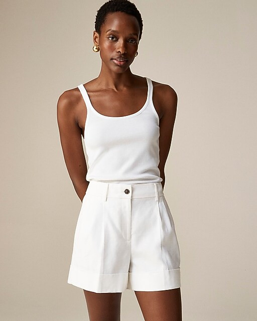 Cuffed high-rise suit short in stretch linen blend | J. Crew US