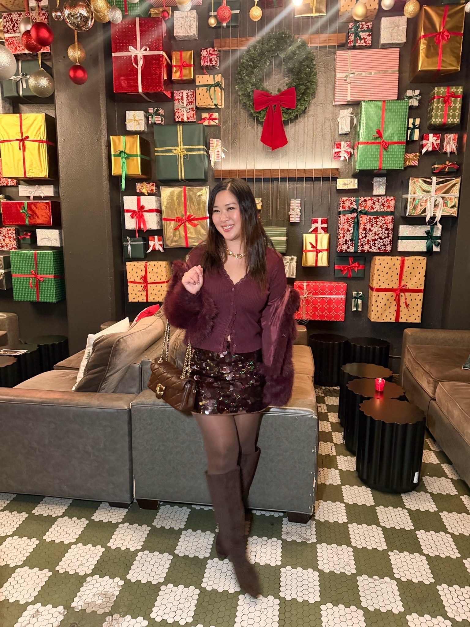 Girls Night Out Holiday Outfit 
Top: Medium
Skort: Medium
Faux Fur Coat: Large
Super durable sheer tights: Medium 

holiday outfit, girls night out outfit, fur coat, women’s skorts, trendy outfit, christmas outfit, holiday ootd 

#LTKHoliday #LTKSeasonal #LTKootd