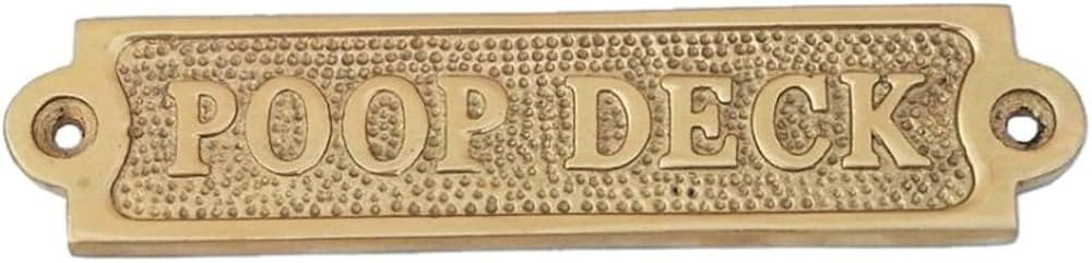 New Age Imports, Inc. Brass Poop Deck Sign 6" - Solid Brass Wall Plaque - Novelty Sign | Amazon (US)