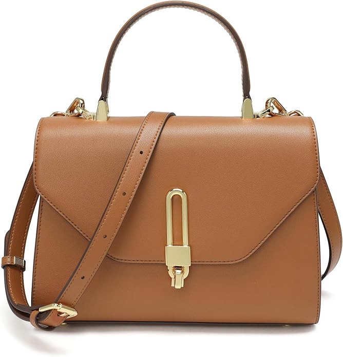 Top Handle Bag Fashion Leather Satchel Bag for Ladies, Zipper Pocket, Metal，Leather tote bag fo... | Amazon (US)