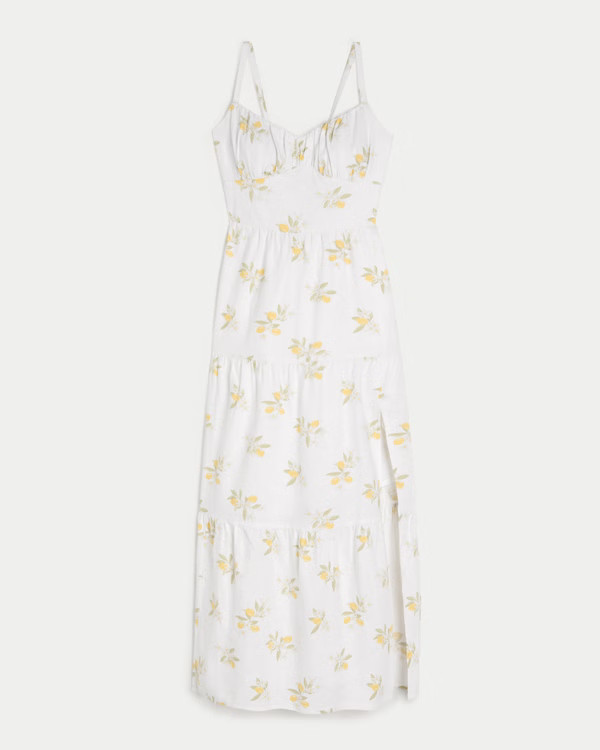 Women's Linen Blend Open Back Maxi Dress | Women's Dresses & Rompers | HollisterCo.com | Hollister (UK)