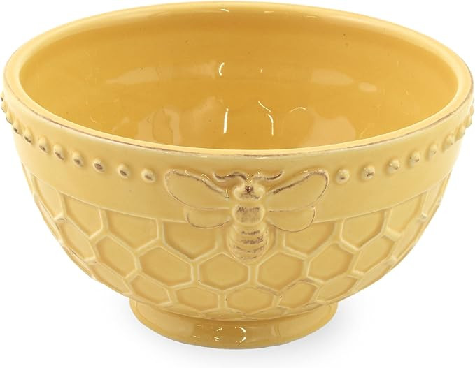 Boston International Embossed Stoneware Cereal/Small Serving Bowl, 5.5 x 3-Inches, Honeycomb | Amazon (US)