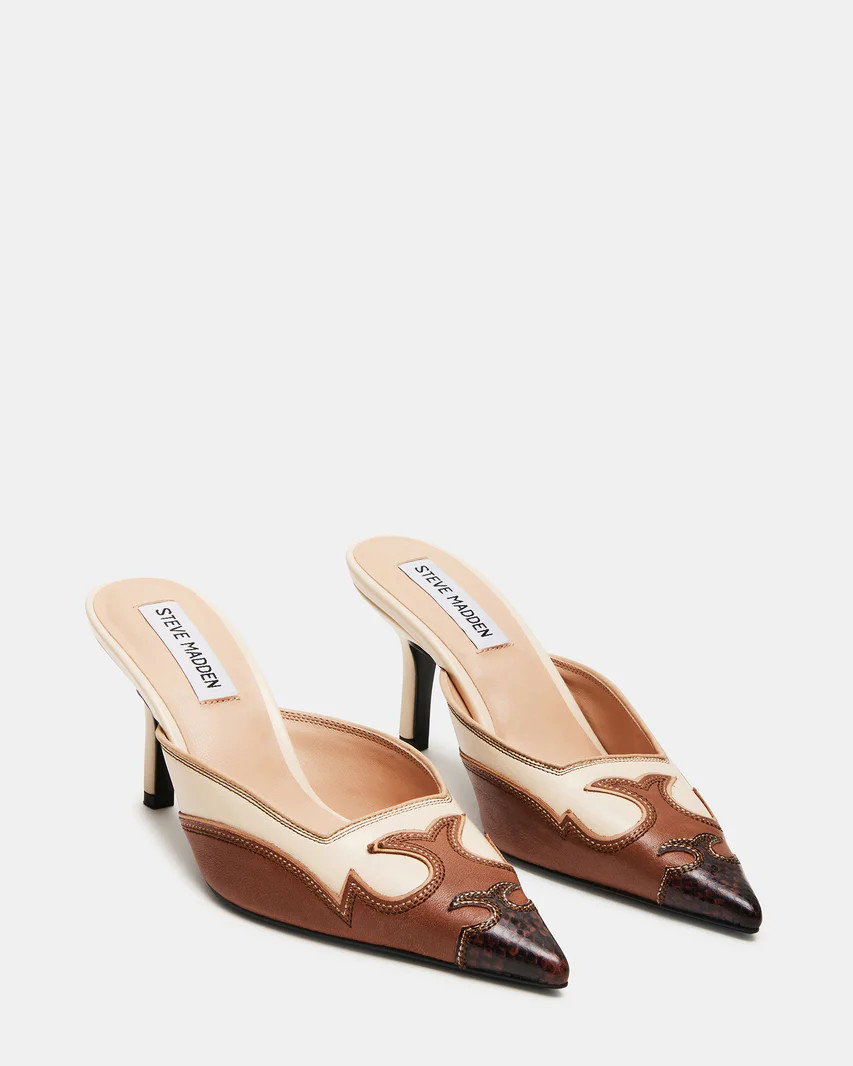 THORIN Brown Multi Pointed Toe Mule Heel | Women's Heels | Steve Madden (US)