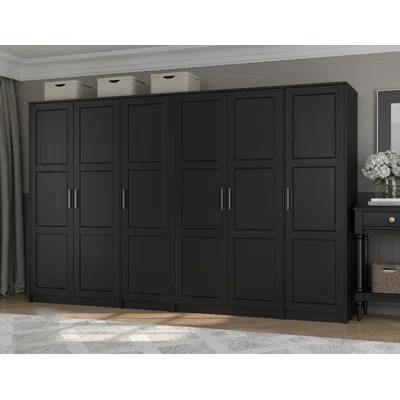 100% Solid Wood 6-Door Wardrobe Armoire – Large Freestanding Closet Cabinet with Hanging Rods & Adjustable Shelves, Spacious Bedroom Storage, Modern | Wayfair North America