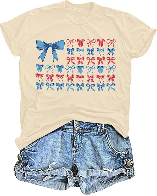 American Flag Patriotic Shirt Women: 4th of July Coquette Bow Graphic T Shirt Independence Day Sh... | Amazon (US)