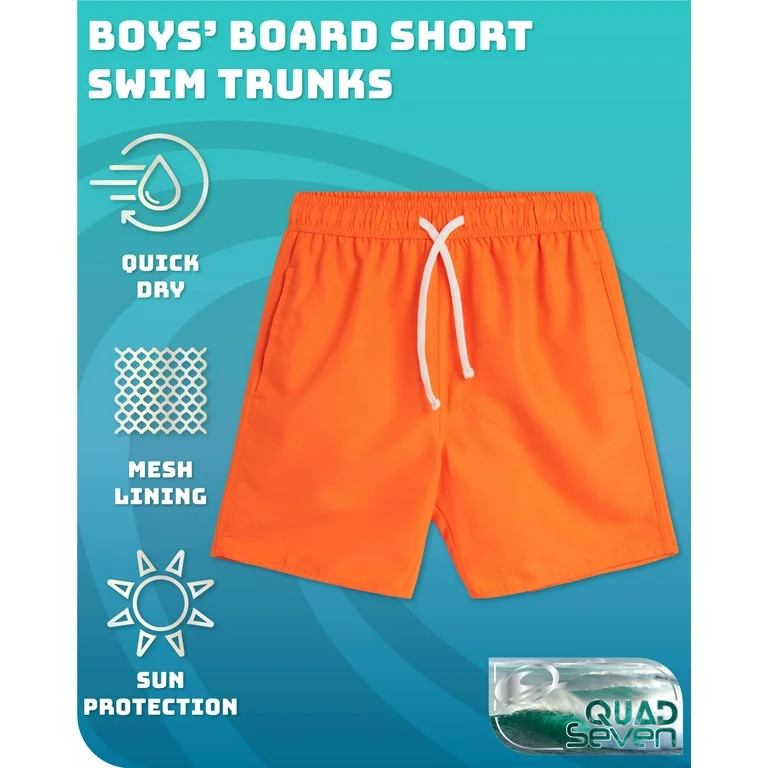 Quad Seven Boys Swim Trunks Basic Solid Quick Dry Board Shorts Bathing Suit with Mesh Lining | Walmart (US)