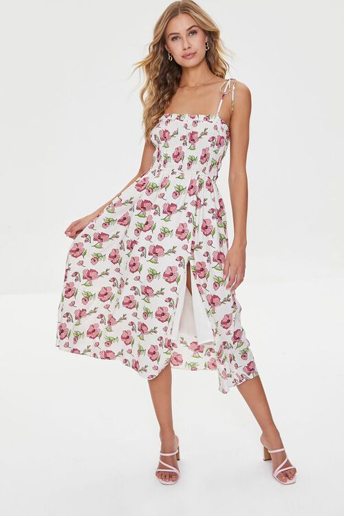 Floral Print Linen-Blend Midi Dress | Forever 21 (US)