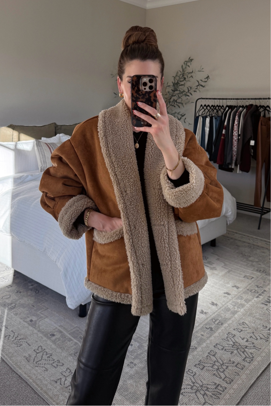 The cold never bothered me anyway 💁‍♀️ Wearing size s/m. Faux shearling jacket, winter fashion, cozy outfits, holiday looks, winter jacket 

#LTKHoliday #LTKSeasonal #LTKGiftGuide