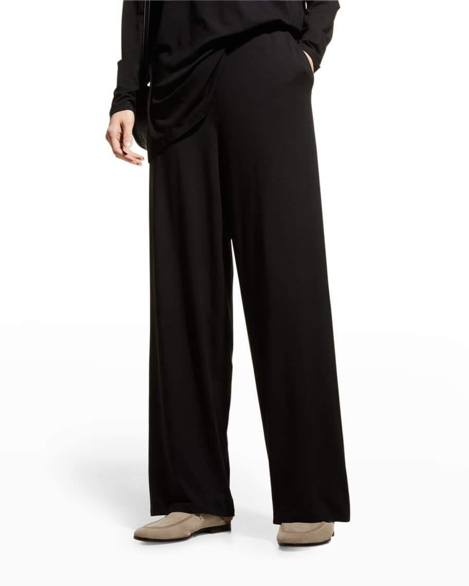 Eileen Fisher Petite Jersey Straight-Leg Pants | Neiman Marcus