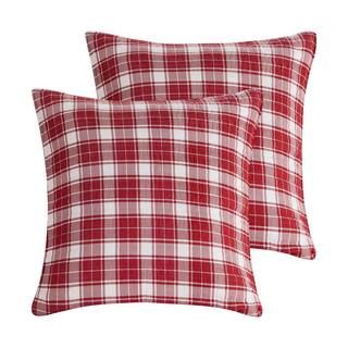 Levtex Home Folk Deer Red White Plaid Quilted Cotton Euro Sham (Set of 2) | The Home Depot
