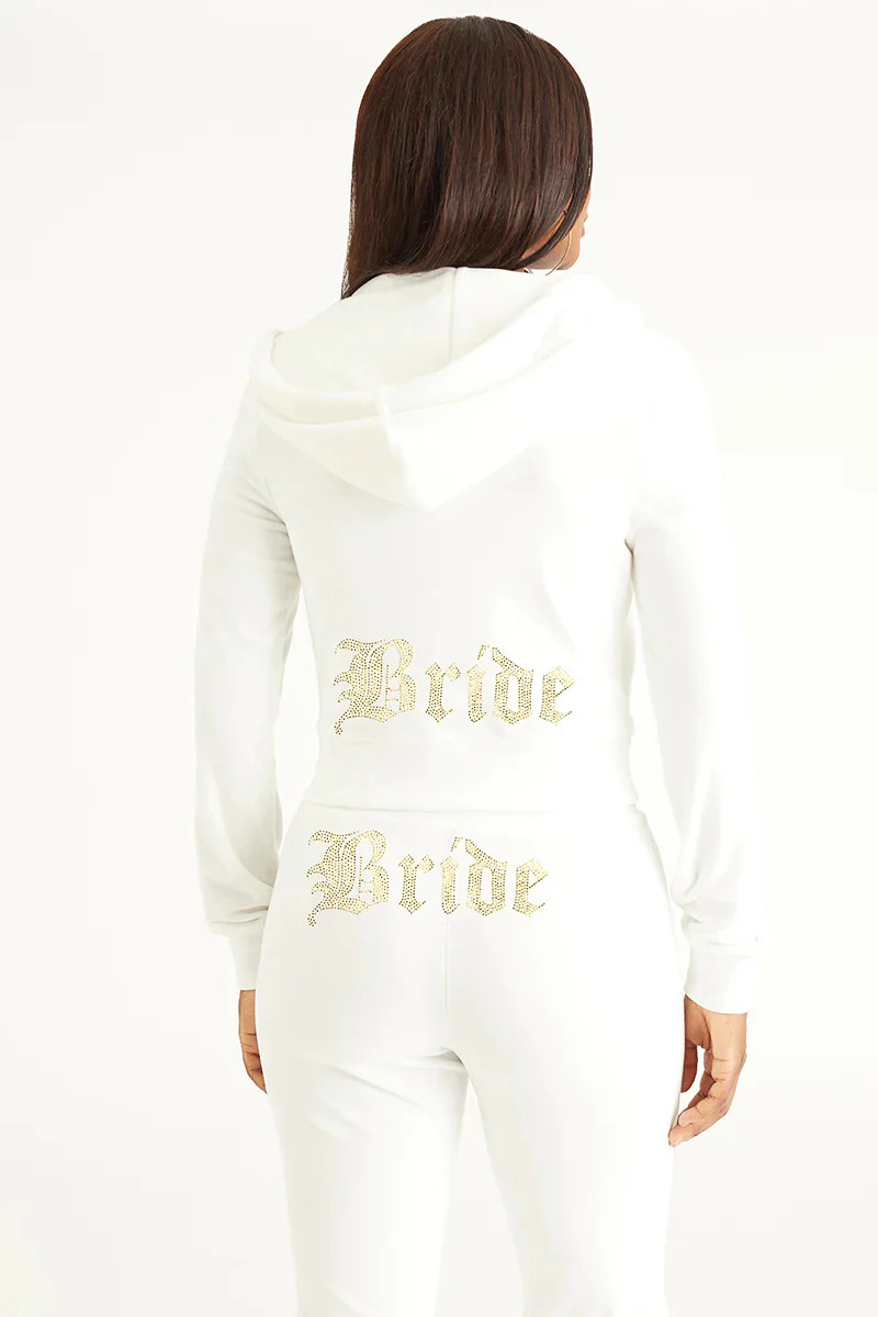 Bride Customizable Big Bling Velour Hoodie | Juicy Couture