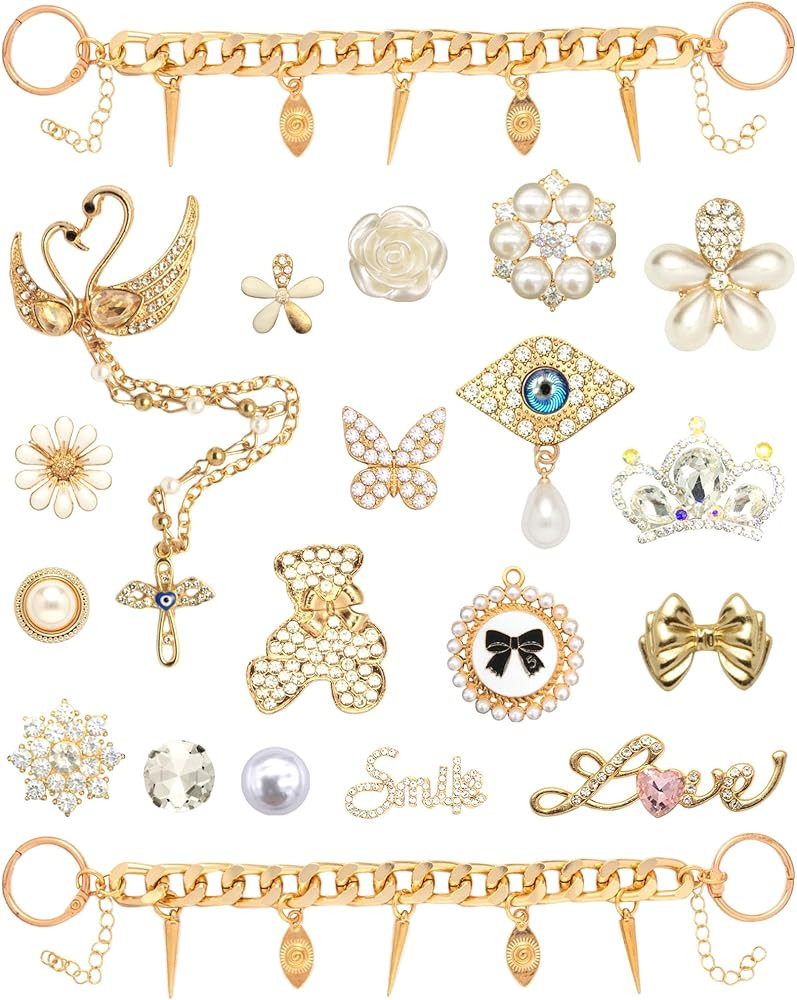 Bling Shoe Charms for Women Girls Cute Flower shoe Accessories for Adult Teens Kids Girly Pearl J... | Amazon (US)