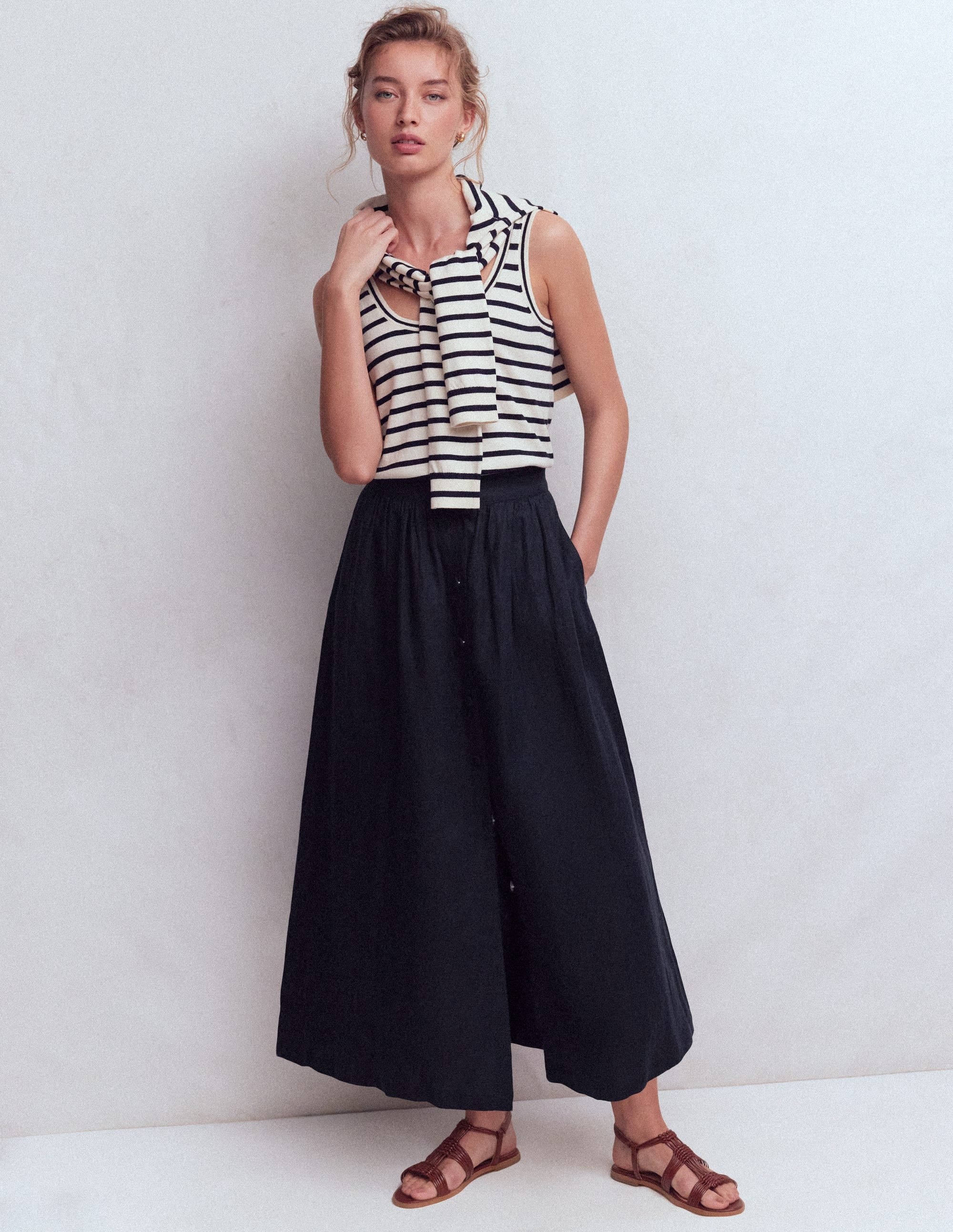 Emma Linen Maxi Skirt-Navy | Boden (US)