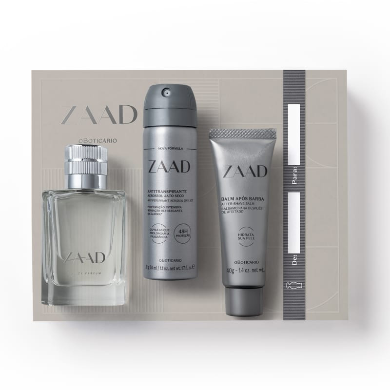 Kit Dia dos Pais Zaad: Eau de Parfum 50ml + Desodorante Antitranspirante 31g + Balm Hidratante P... | oBoticario (BR)