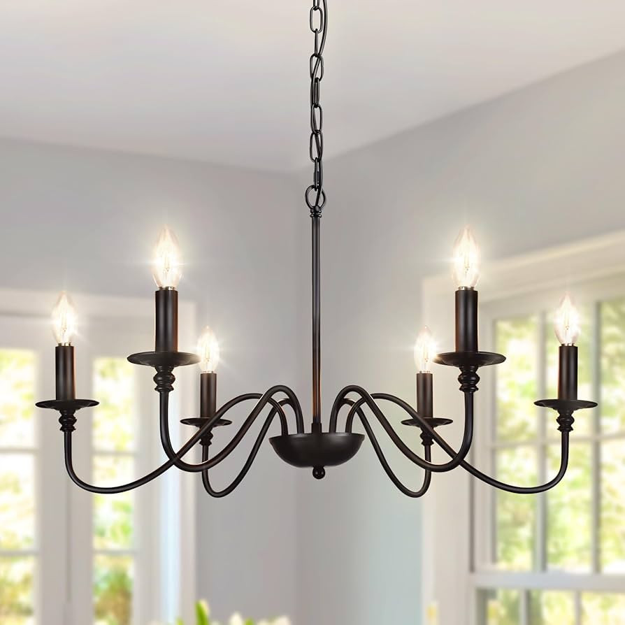 Depuley Farmhouse Chandelier for Dining Room: 6-Light Black Industrial Kitchen Island Pendant Lig... | Amazon (US)