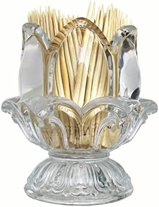 HillSpring Toothpick Holder, Decorative Crystal Glass Toothpick Dispenser with 450 Bamboo Toothpi... | Amazon (US)