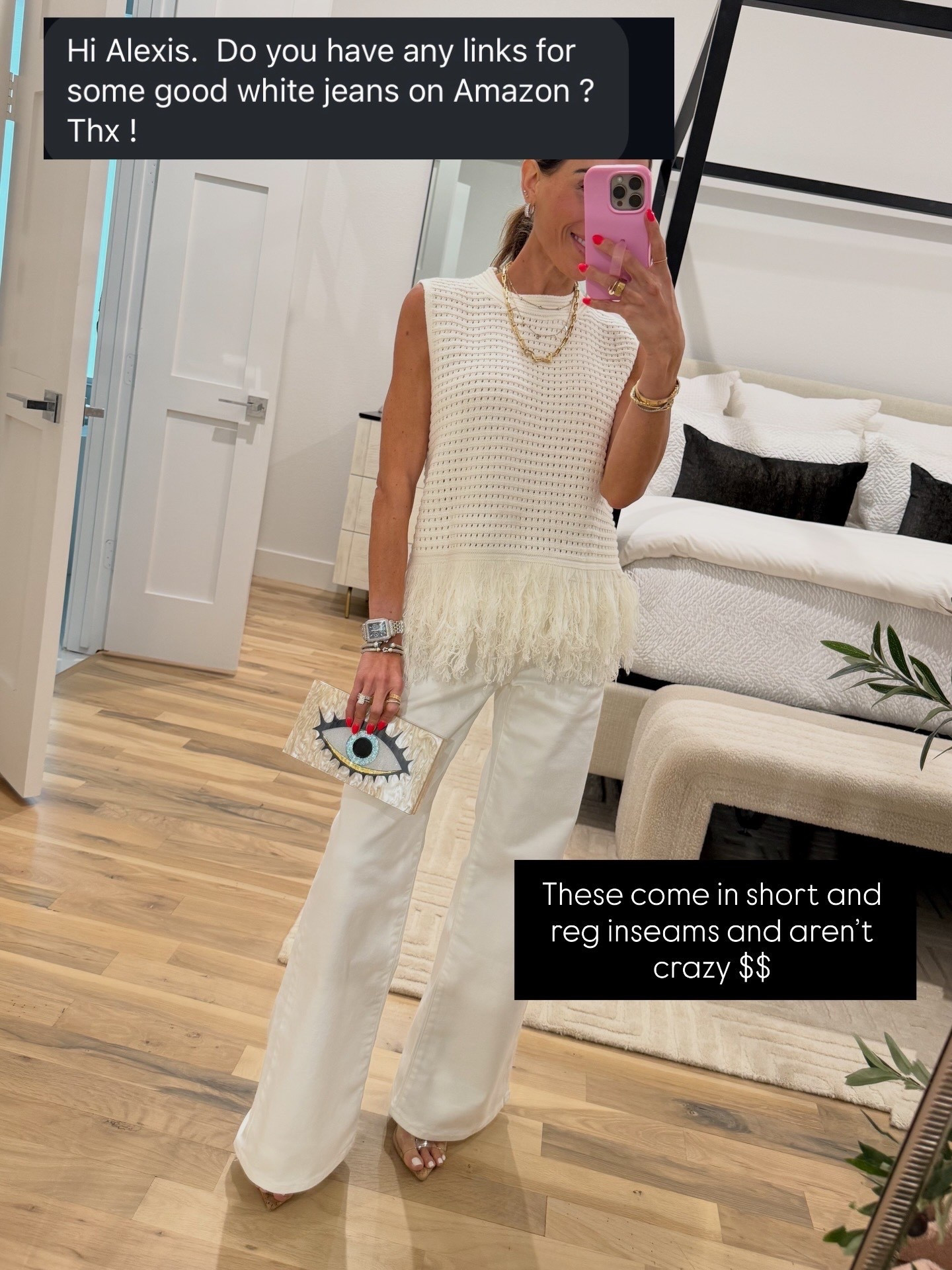 White petite friendly jeans I love on Amazon. With this fun fringe top for summer 

#LTKPetite #LTKootd