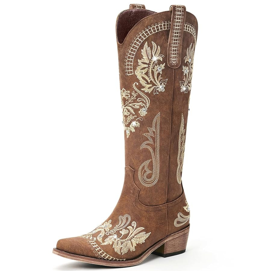 Lumeheel Cowboy Boots for Women - Knee High Western Cowgirl Boots, Sparkly Rhinestone Retro Count... | Amazon (US)