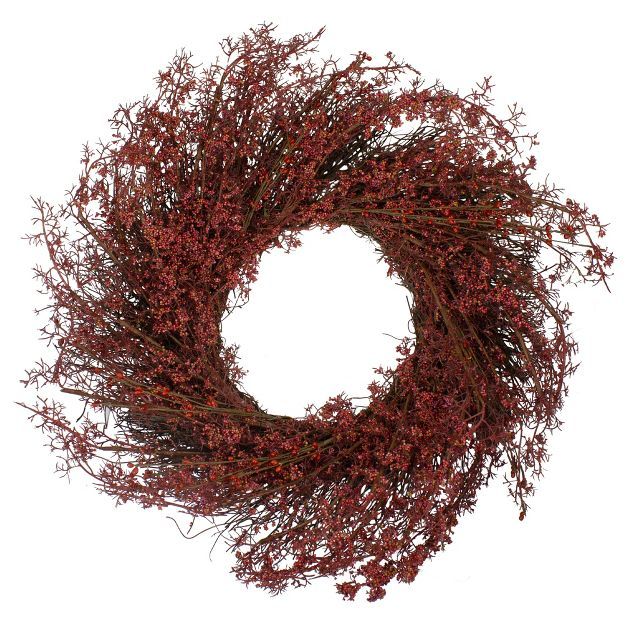Northlight 24" Fall Harvest Burgundy Berry Artificial Wreath - Unlit | Target