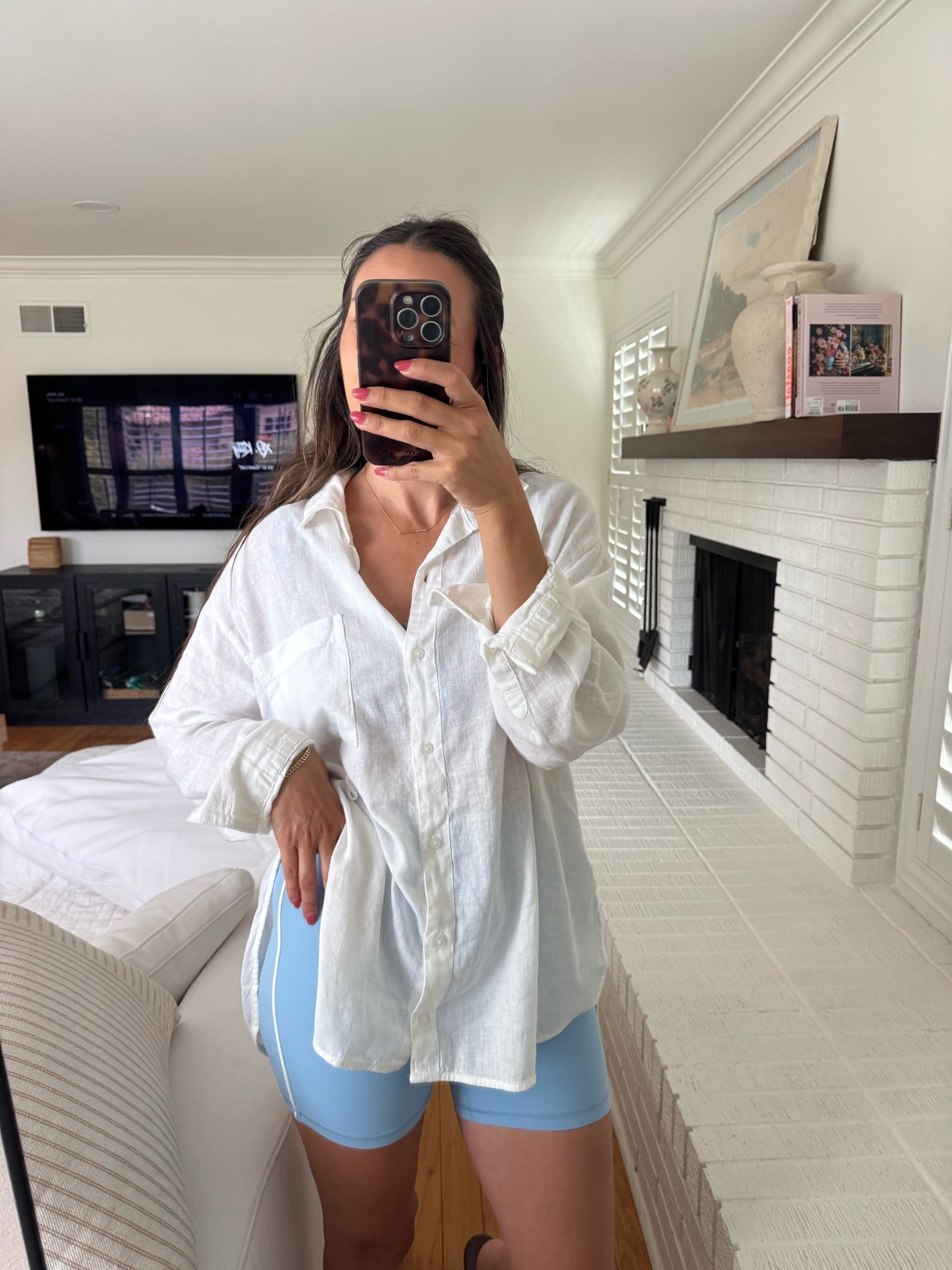my summer outfit on repeat 
wearing a L button down for oversized “boyfriend” look

#LTKmomlife
