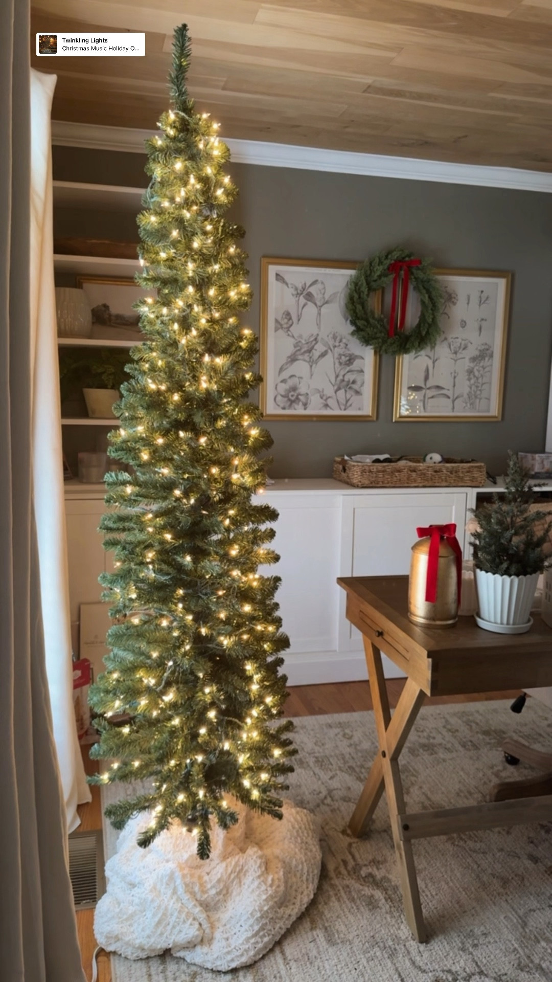 My pencil tree + extra twinkle lights 

The tree is on sale today- 64% off too!!

Tree is 7 ft tall
Prelit, warm white lights 
Slim design - perfect for corners or small spaces 

I add a strand of the twinkle for a little extra ✨magic 

#LTKHoliday #LTKSaleAlert #LTKSeasonal