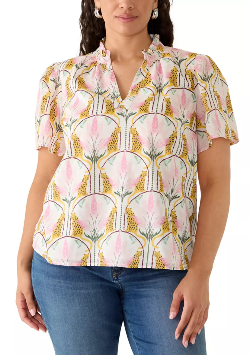 Plus Size Peasant V-Neck Top | Belk