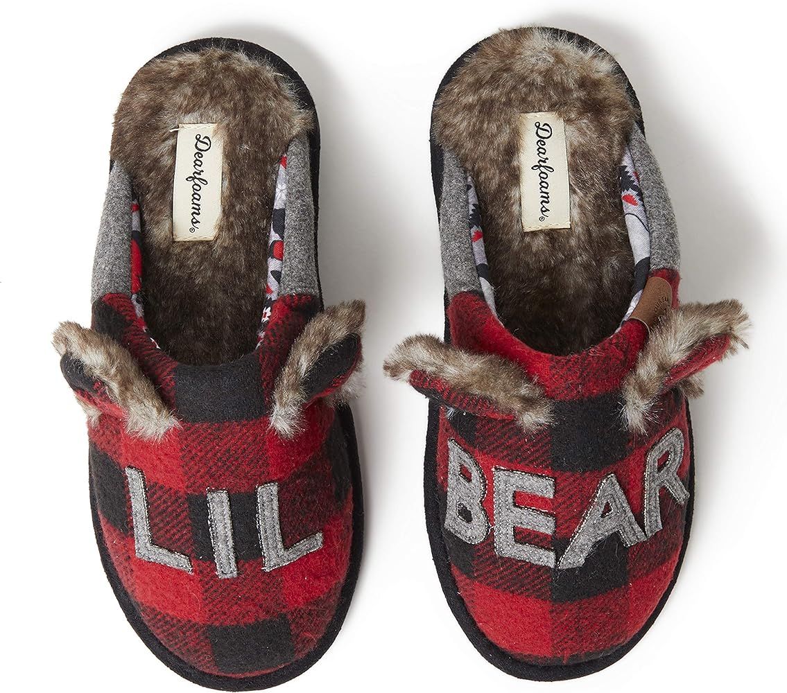 Dearfoams Unisex Slipper, Lil Bear Furry Plaid | Amazon (US)