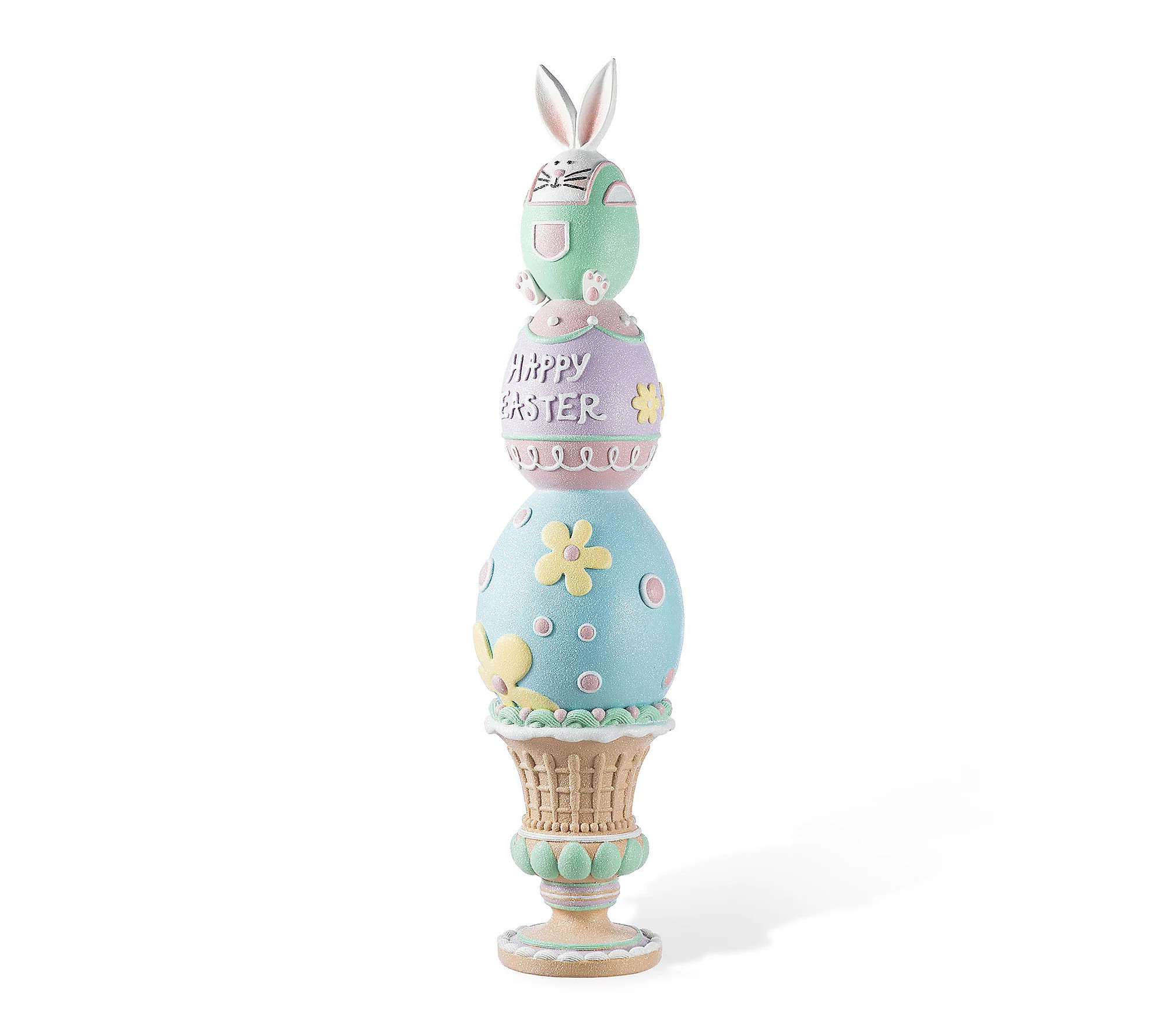 Glitzhome 30.5H Easter Macaron Stacked Egg Bunny Porch Decor | QVC