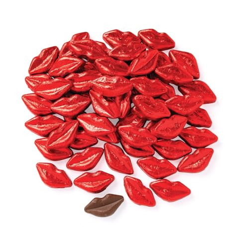 Fun Express Chocolate Candy Lips Individually Wrapped in Red Foil - 1 Pound Bulk Pack (57 Pieces) | Gluten Free Valentine's Day Party Favor Candy for Wedding & Bachelorette Celebrations | Amazon (US)