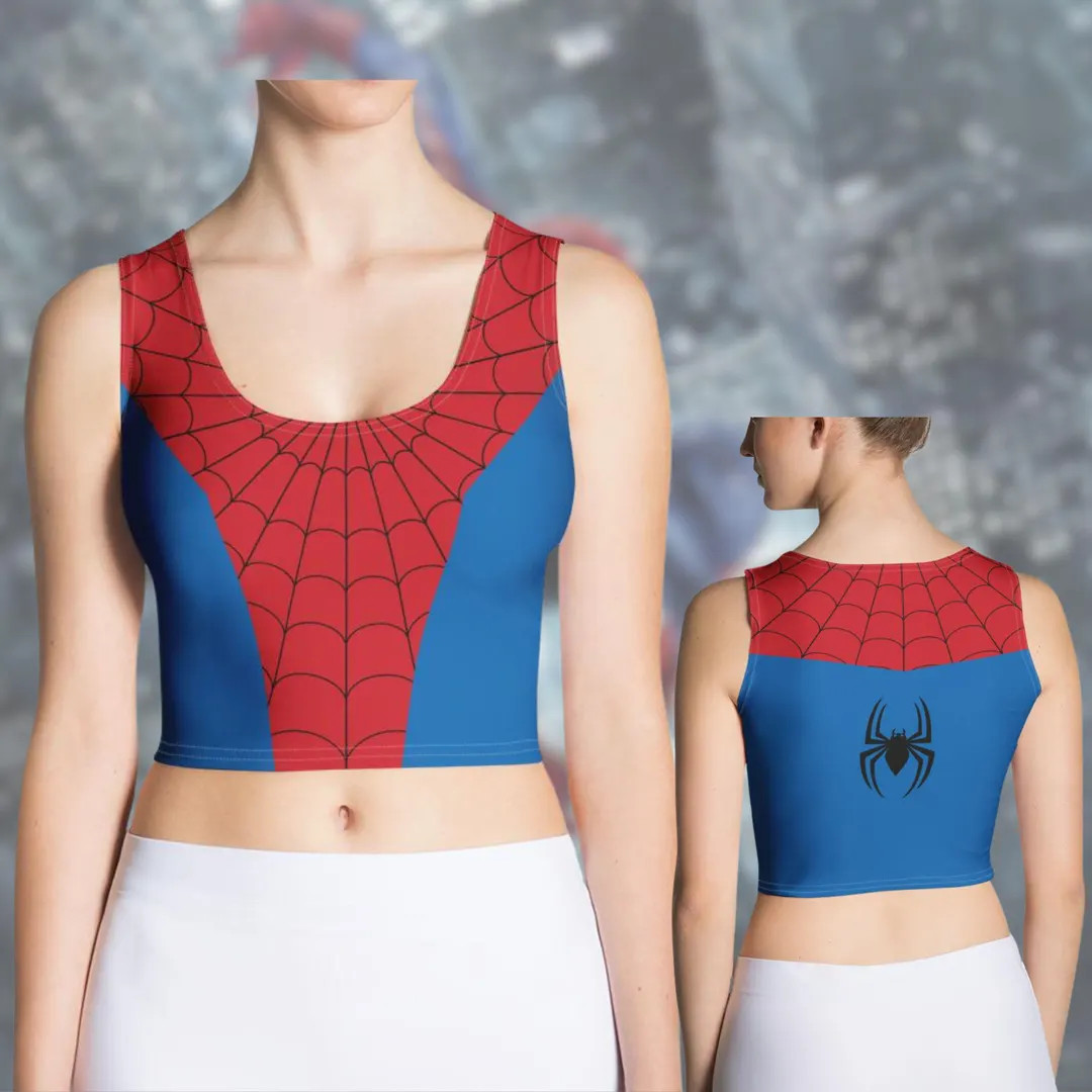 Spiderman Crop Top Womens Shirt Adult Cosplay Marvel Costume Superhero Run Disney Costume Tank To... | Etsy (US)