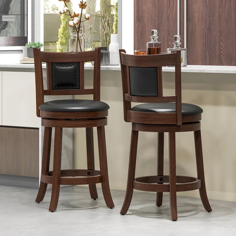 Acelee Swivel Upholstered Counter Stool with Solid Wood Frame | Wayfair North America