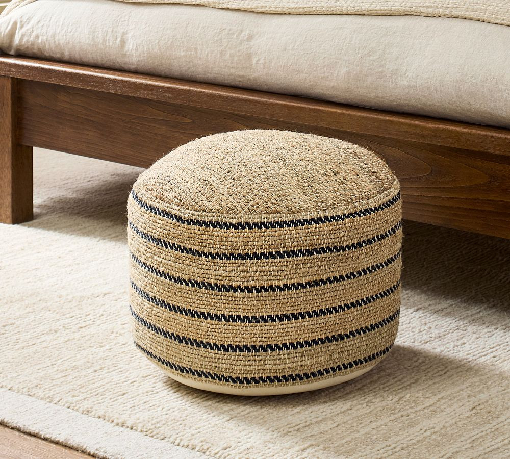 Jute Striped Round Pouf | Pottery Barn (US)