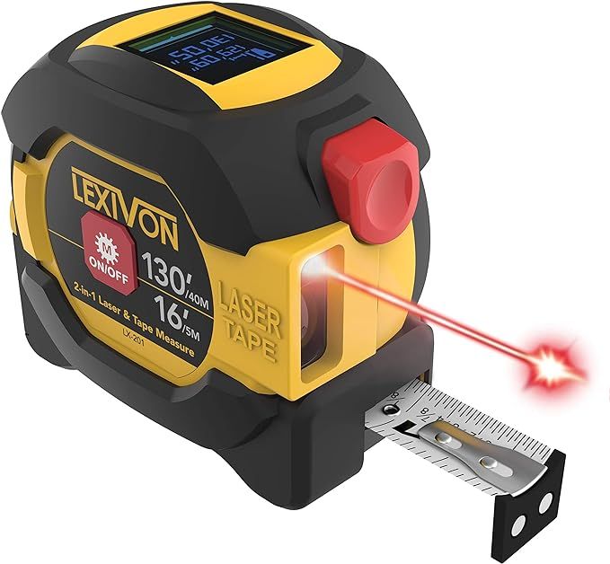 LEXIVON 2 in 1 Digital Laser Tape Measure | 130ft/40m Laser Distance Meter Display On Backlit LCD... | Amazon (US)
