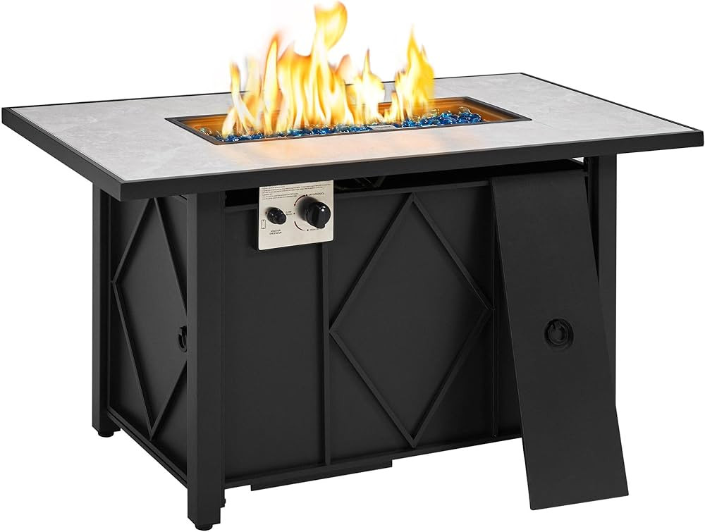 Yaheetech 43 inch Outdoor Propane Gas Fire Pit Table 50,000 BTU Auto-Ignition 2 in 1 Gas Firepit ... | Amazon (US)