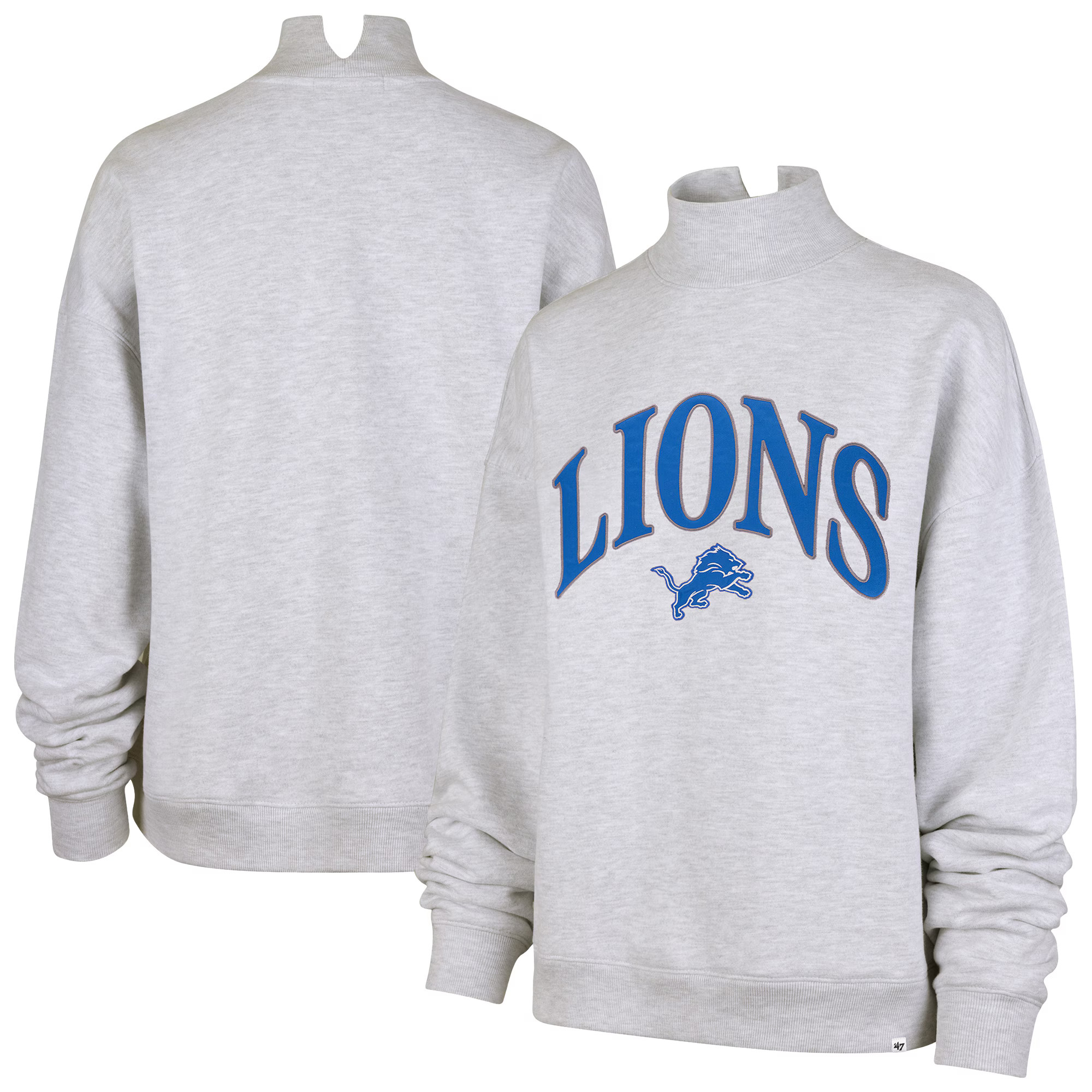 Women's Detroit Lions '47 Heather Gray Vantage Mock Neck Pullover Sweatshirt | NFL Shop