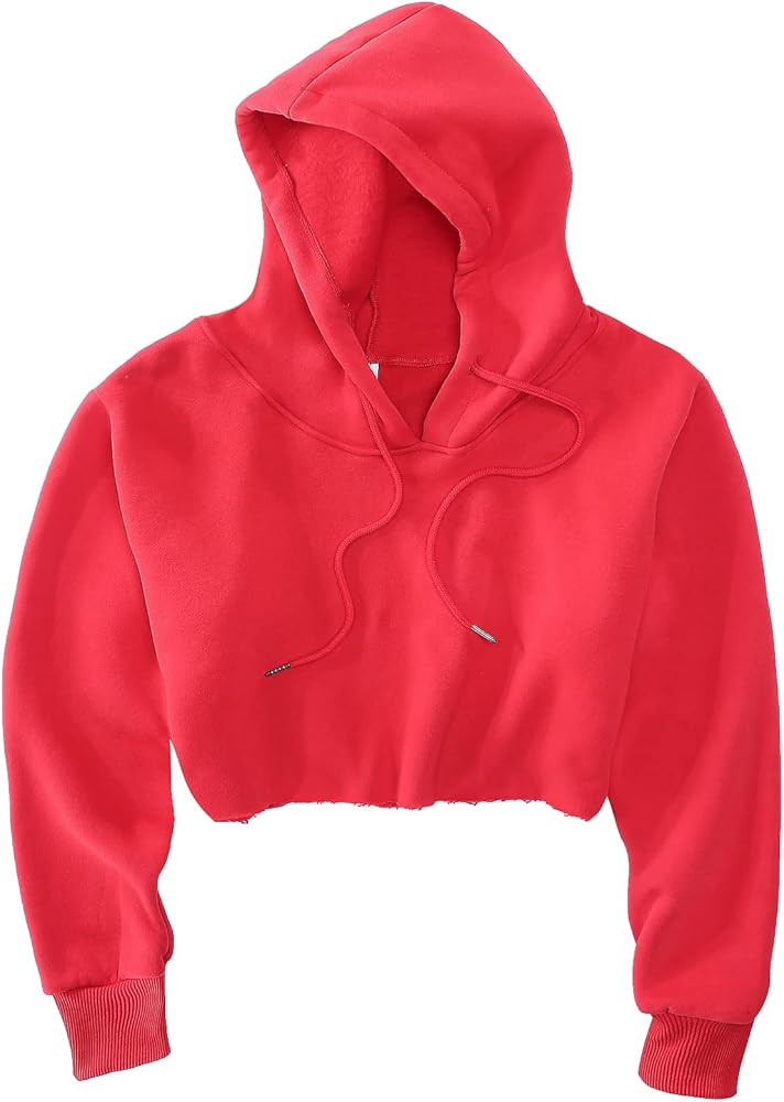 FADBBW Women's Cropped Hoodie Fleece Long Sleeve Pullover Cut Off Hood Sweatshirt | Amazon (US)