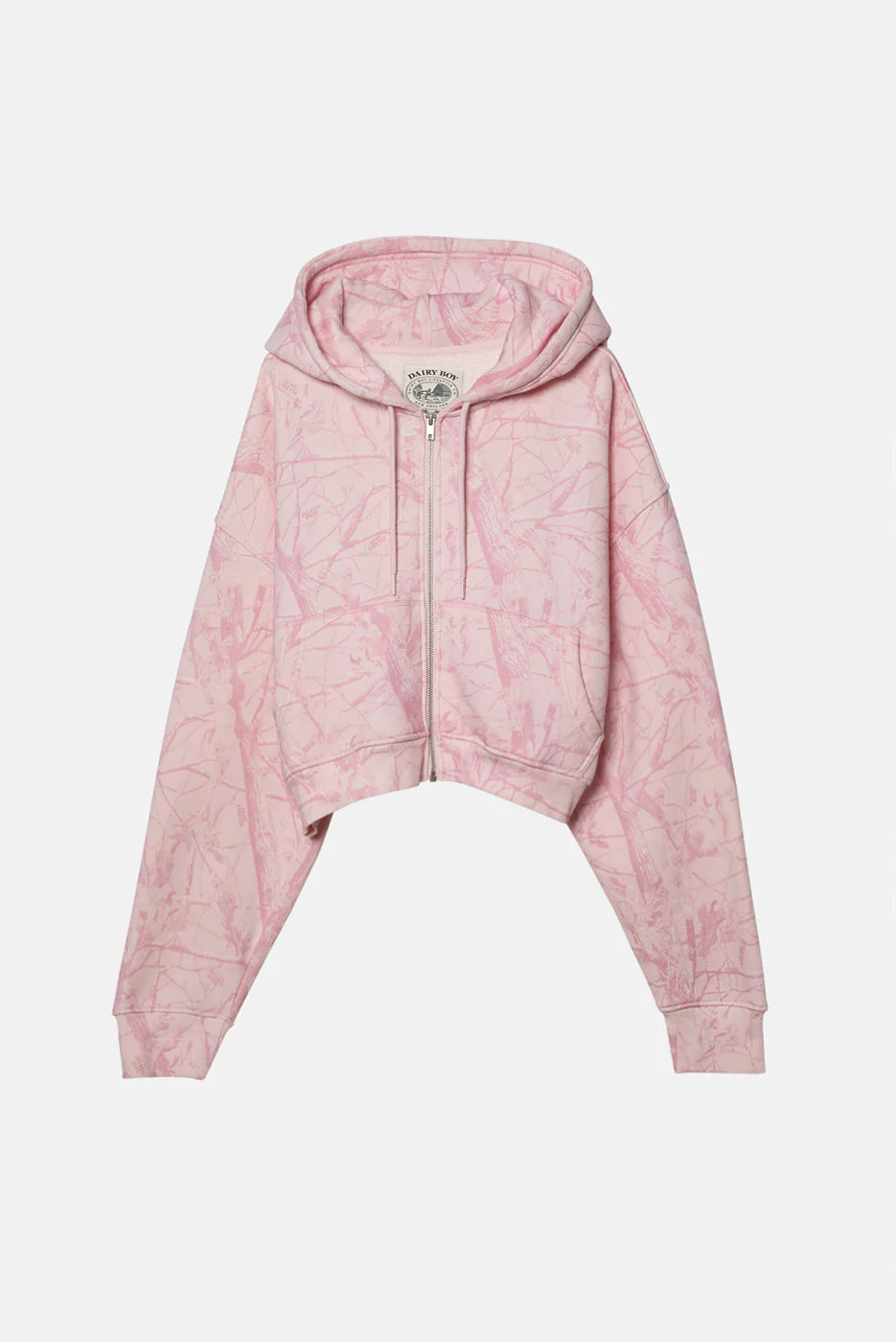 Cropped Zip Hoodie - Bubblegum Camo | Dairy Boy