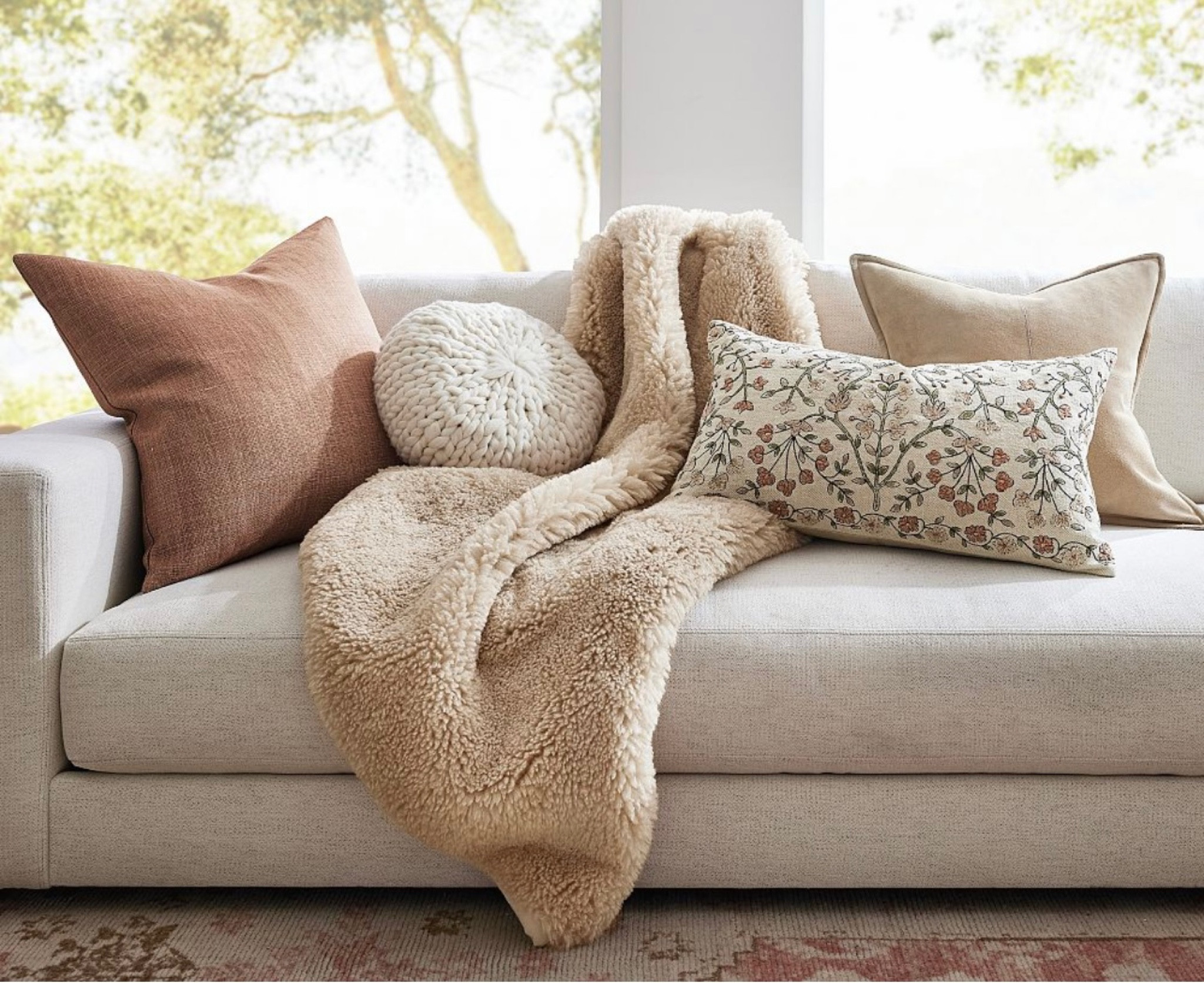 Love these earthy tone pillows and blankets from Pottery Barn! Especially the floral lumbar pillow! Free shipping for a limited time.

Pottery Barn pillows, lumbar pillows, earth tone pillows, clay terracotta green blush neutral, pillow combination 