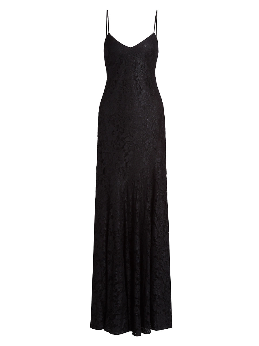 Women's Melina Lacquered Lace Gown - Black - Size 0 | Saks Fifth Avenue