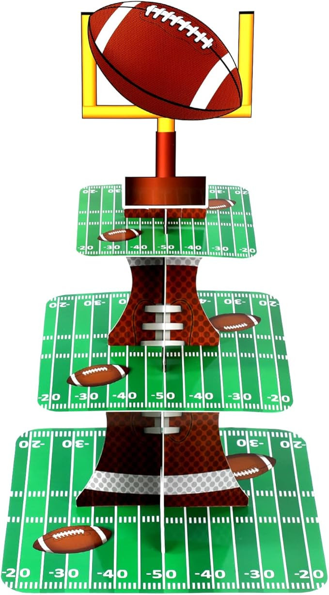 Football Theme Party Cupcake Stand Decorations, 3 Tier Party Cupcake Concession Stand Tower Sport... | Amazon (US)