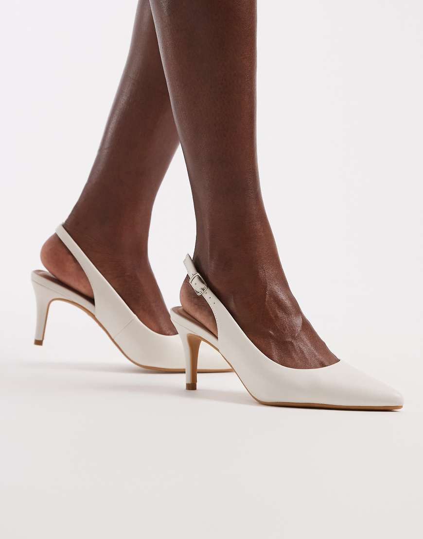 New Look slingback heeled shoe in cream-White | ASOS (Global)