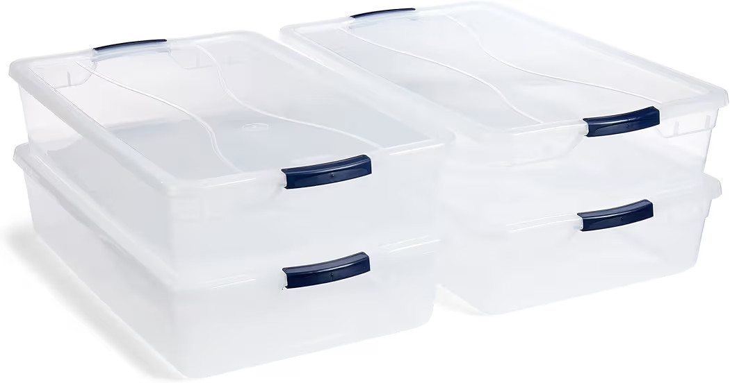 Rubbermaid Cleverstore 42 Quart Stackable Plastic Storage Bin with Lids for Garage, Closet, and C... | Amazon (US)