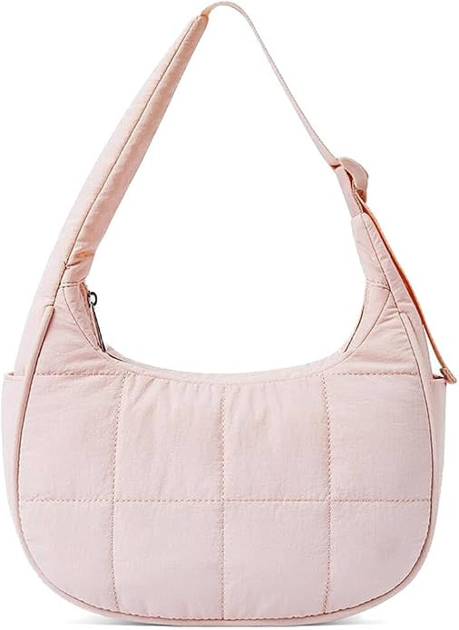 Small Crescent Puffer Purse Shoulder Bag for Women Nylon Quilted Purses Bag Adjustable Shoulder S... | Amazon (US)