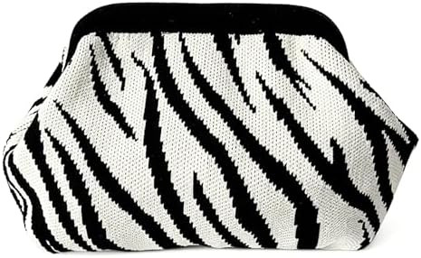 Zebra Print Clutch Purse for Women,Knit Crochet Striped Evening Bag | Amazon (US)